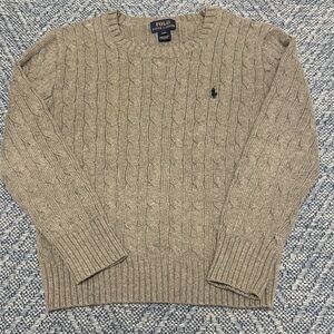 Polo Ralph Lauren Boys Grey Cable-Knit Crewneck Sweater